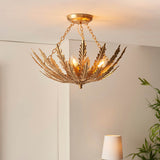 An opulent and Ornate Gold Leaf 3 Light Flush (0711DEL95039)