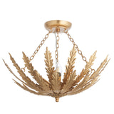 An opulent and Ornate Gold Leaf 3 Light Flush (0711DEL95039)