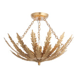 An opulent and Ornate Gold Leaf 3 Light Flush (0711DEL95039)