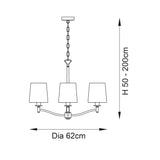 3 Light Pendant in Bright Nickel with White Vintage Shades (0711ORT95828)