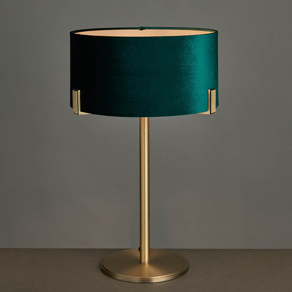 Table Lamp in Antique Brass with Green Velvet Shade (0711HAY95837)