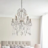 5 Light Pendant, Aged Silver with Clear Faceted Cut Crystal Glass (0711BER96209)