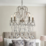 5 Light Pendant, Aged Silver with Clear Faceted Cut Crystal Glass (0711BER96209)