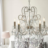 5 Light Pendant, Aged Silver with Clear Faceted Cut Crystal Glass (0711BER96209)
