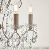 5 Light Pendant, Aged Silver with Clear Faceted Cut Crystal Glass (0711BER96209)