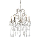 5 Light Pendant, Aged Silver with Clear Faceted Cut Crystal Glass (0711BER96209)