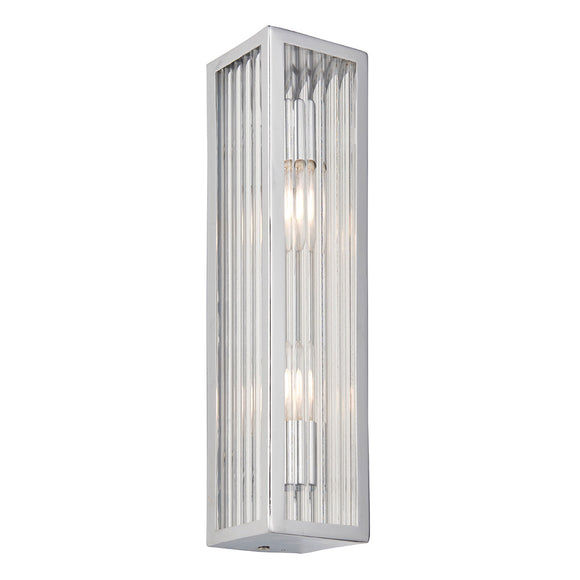 2 Light Bathroom Wall Light Chrome Plated with Clear Ribbed Diffuser (0711NEW96220)