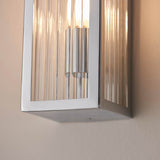 2 Light Bathroom Wall Light Chrome Plated with Clear Ribbed Diffuser (0711NEW96220)