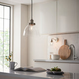 1 Light Pendant in Bright Nickel Plating and Clear Glass Shade (0711HAN97588)