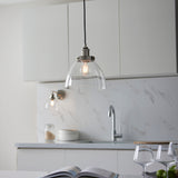 1 Light Pendant in Bright Nickel Plating and Clear Glass Shade (0711HAN97588)