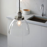 1 Light Pendant in Bright Nickel Plating and Clear Glass Shade (0711HAN97588)