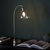 1 Light Task Table Lamp in Bright Nickel with Clear Glass Shade (0711HAN97590)