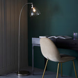 1 Light Task Floor Lamp in Bright Nickel with Clear Glass Shade (0711HAN97591)