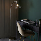 1 Light Task Floor Lamp in Bright Nickel with Clear Glass Shade (0711HAN97591)