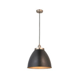 1 Light Large Pendant in Matt Black and Aged Pewter (0711FRA98749)