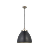 1 Light Large Pendant in Matt Black and Aged Pewter (0711FRA98749)