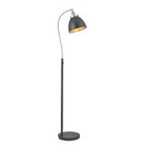 1 Light Task Floor Lamp in Matt Black with Aged Pewter details (0711FRA98753)