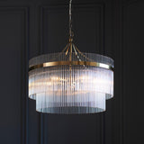 5 Light Pendant in Antique Brass with Clear Glass Rods (0711MAR99166)