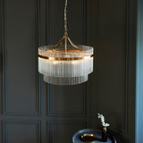 5 Light Pendant in Antique Brass with Clear Glass Rods (0711MAR99166)