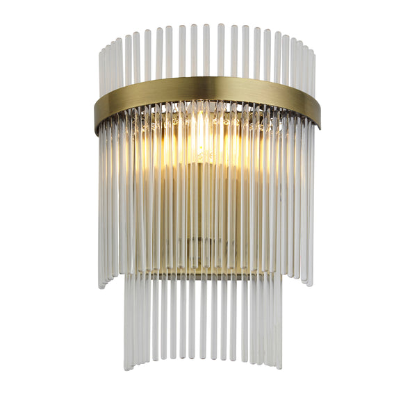 Wall Light in Antique Brass with Clear Glass Rods (0711MAR99168)