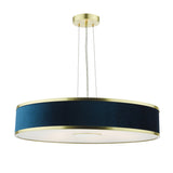 6 Light Pendant Brushed Brass With Blue Shade (0183ALV1723)