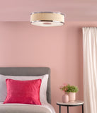 3 Light Flush Polished Chrome With Ivory Shade (0183ALV5233)