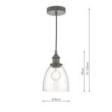 1 Light Pendant Antique Chrome & Glass (0183ARV0161)