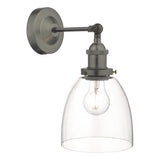 Industrial Wall Light Antique Chrome with Clear Glass Shade (0183ARV0761)