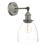 Industrial Wall Light Antique Chrome with Clear Glass Shade (0183ARV0761)