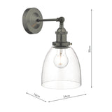 Industrial Wall Light Antique Chrome with Clear Glass Shade (0183ARV0761)