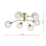 6 Light Semi Flush in Satin Brass and Frosted Glass (0183AVA6441)