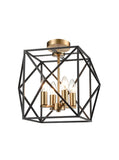 4 Light Ceiling Pendant in Black Ironwork with Gold (0194ANGFL24174)