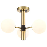 3 Light Semi Flush Fitting in Matt Black and Aged Brass (0194AXLFL24743)