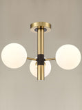 3 Light Semi Flush Fitting in Matt Black and Aged Brass (0194AXLFL24743)