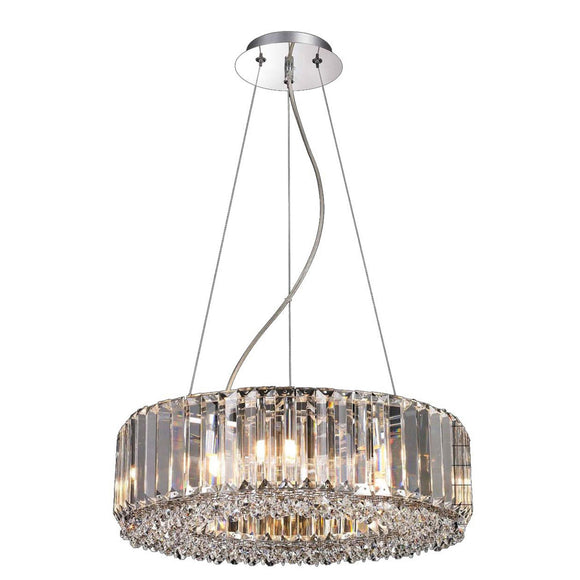 8 Light Crystal Pendant, 45 cm Round Ceiling Fitting in Polished Chrome (1539ROUND8PD)