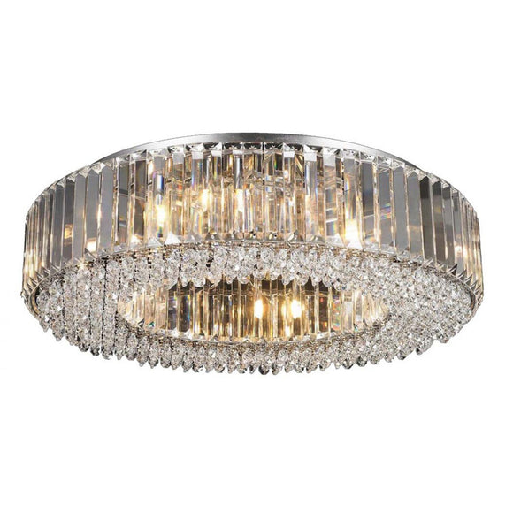 12 Light Crystal Flush, 60 cm Round Ceiling Fitting in Polished Chrome (1539ROUND12FL)