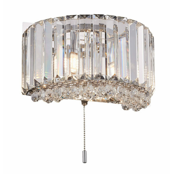 2 Light Crystal Round Wall Light in Polished Chrome (1539ROUNDWB)