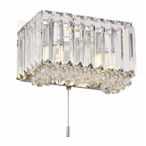 2 Light Crystal Square Wall Light in Polished Chrome (1539SQUAREWB)