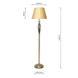 1 Light Floor Lamp Antique Brass complete with Gold Shade (0183BYB4975)