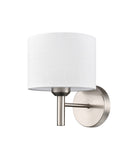 1 Light Wall Light in Satin Nickel with Off-White Shade (0194BARFL24941)
