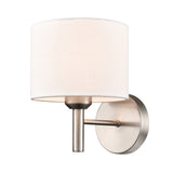1 Light Wall Light in Satin Nickel with Off-White Shade (0194BARFL24941)