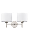 2 Light Wall Light in Satin Nickel with Off-White Shade (0194BARFL24942)