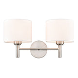 2 Light Wall Light in Satin Nickel with Off-White Shade (0194BARFL24942)