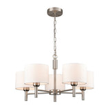 5 Light Ceiling Pendant in Satin Nickel with Off White Shades (0194BARFL24945)