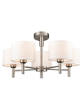 5 Light Ceiling Pendant in Satin Nickel with Off White Shades (0194BARFL24945)