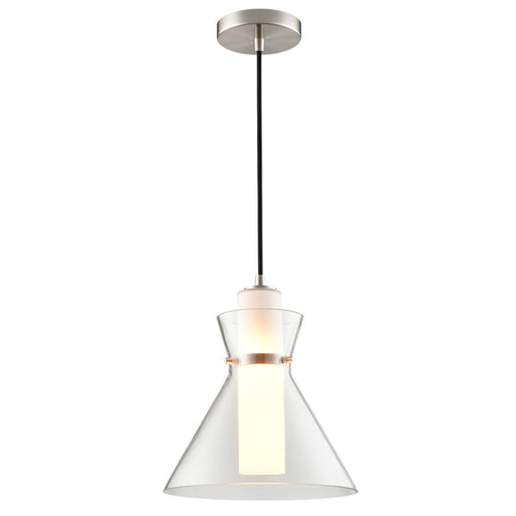 1 Light Pendant - Satin Nickel, Clear Glass and Opal Diffuser (0194BLI465)