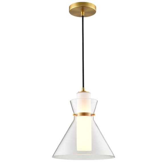 1 Light Pendant - Aged Brass, Clear Glass and Opal Diffuser (0194BLI466)