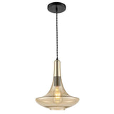 1 Light Pendant in Matt Black with Amber Glass (0194BORPCH505)