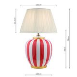 Ceramic Table Lamp in Red & White Stripe With Shade (0183CIR4225)
