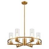 6 Light Pendant - Aged Brass, Clear Ribbed Glass (0194CAM24896)